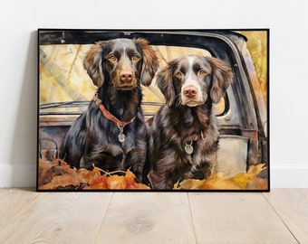Deutsch Langhaar | Jagdhunde im Pickup | Herbstsaison | DIGITAL DOWNLOAD