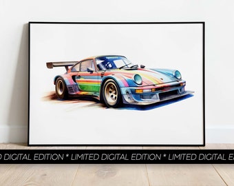 Passion pour le sport automobile réalisé en photo | Aquarelle | voiture de course | Courses | ÉDITION NUMÉRIQUE LIMITÉE