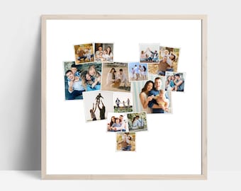 Modello di collage di cuori personalizzato, arte stampabile personalizzata, foto di cuori, collage di foto a forma di cuore, collage di foto di San Valentino, collage d'amore