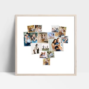 Benutzerdefinierte Herz Collage Vorlage, personalisierte druckbare Kunst, Herz Foto, Fotocollage Herzform, Valentinstag Fotocollage, Liebescollage