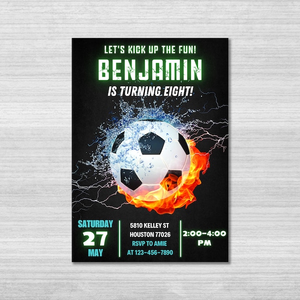 Soccer Birthday Invitation Template, Soccer Party Invitation, Soccer Game, Football Birthday Invite, Kid Invite, Boys Party, Editable Canva