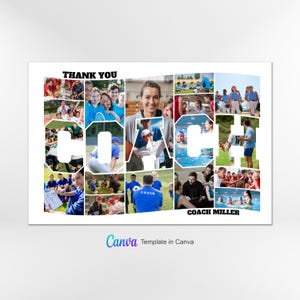 Coach Photo Collage Template, Coach Photo Collage, Coach Collage Template, Custom Gift for Coach, Sports Coach Gift, Canva Template