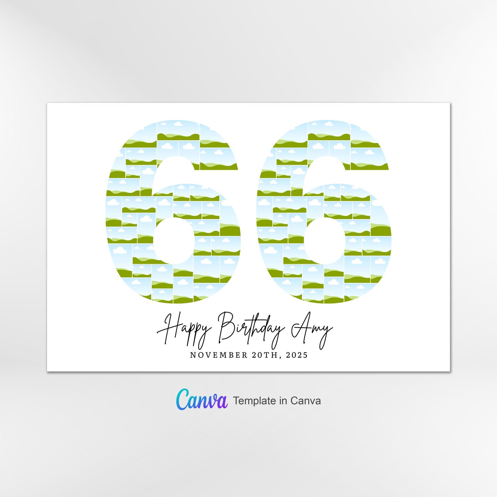 66th Birthday Photo Collage Template, Number 66 Collage, 66th Collage ...