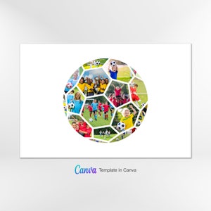 Soccer Photo Collage Template, Sports Photo Collage, Soccer Collage Template, Soccer Picture Collage, Canva Template