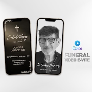 Funeral Video E-invite, Electronic Invitation, Memorial, Canva Template, Editable Evite, Funeral Announcement, Digital Invite