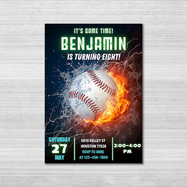 Baseball Birthday Invitation Template, Baseball Party Invitation, Baseball Game, Baseball Invitation, Kid Invite, Boys Party, Editable Canva