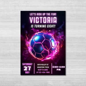 Soccer Birthday Invitation Template, Soccer Party Invitation, Soccer Game, Football Birthday Invite, Kid Invite, Girls Party, Editable Canva