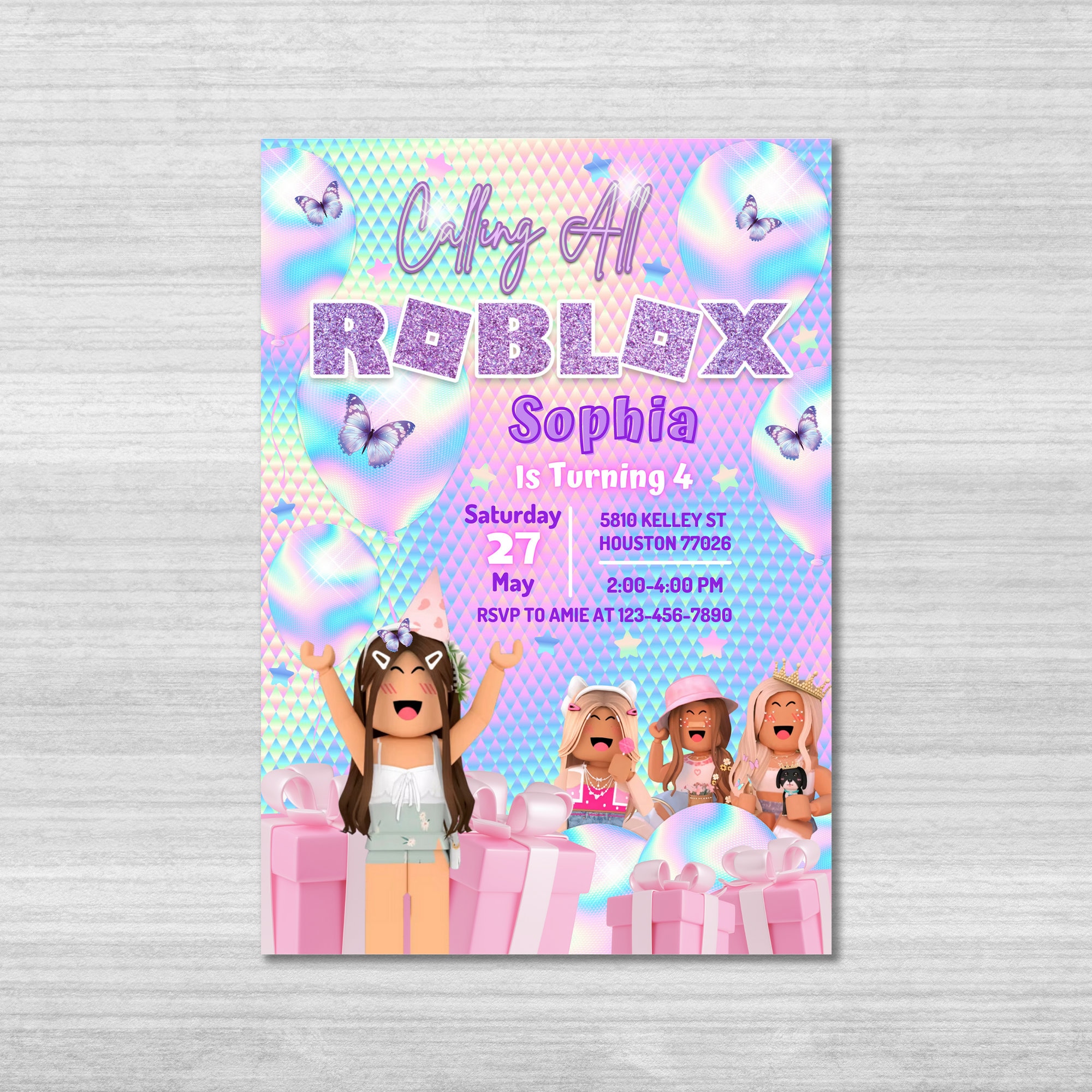 Roblox Girl Birthday Invitation