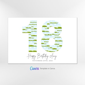 Plantilla de collage de fotos para el 18.º cumpleaños, collage del número 18, regalo personalizado para ella, collage de números, plantilla de Canva imagen 4