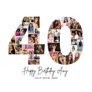40.Geburtstag Foto Collage Vorlage, Nummer 40 Collage, 40.Collage, Benutzerdefiniertes Geschenk für Sie, 40.Geburtstag, Nummer Collage, Canva Vorlage