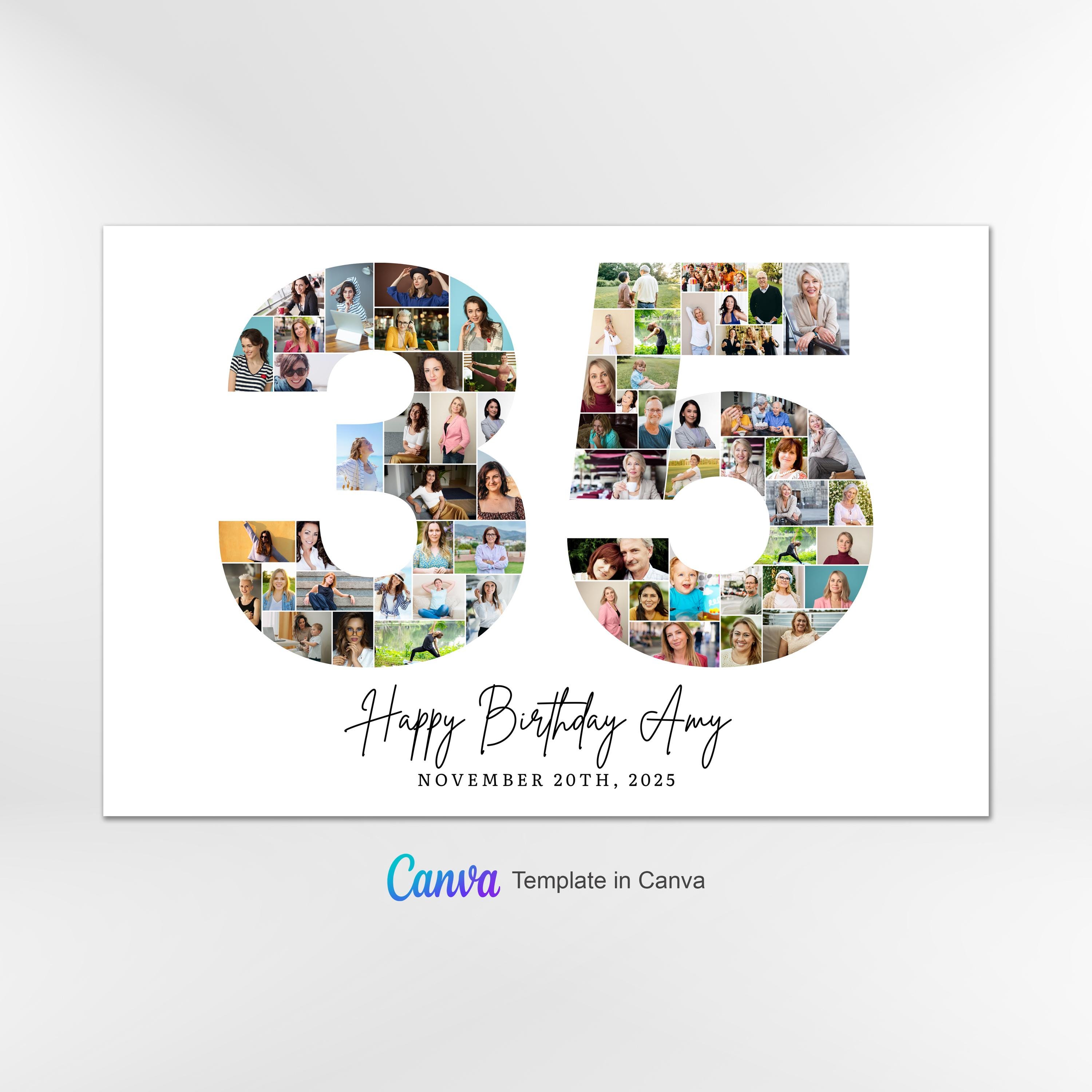 35th Birthday Photo Collage Template, Number 35 Collage, 35th Collage ...