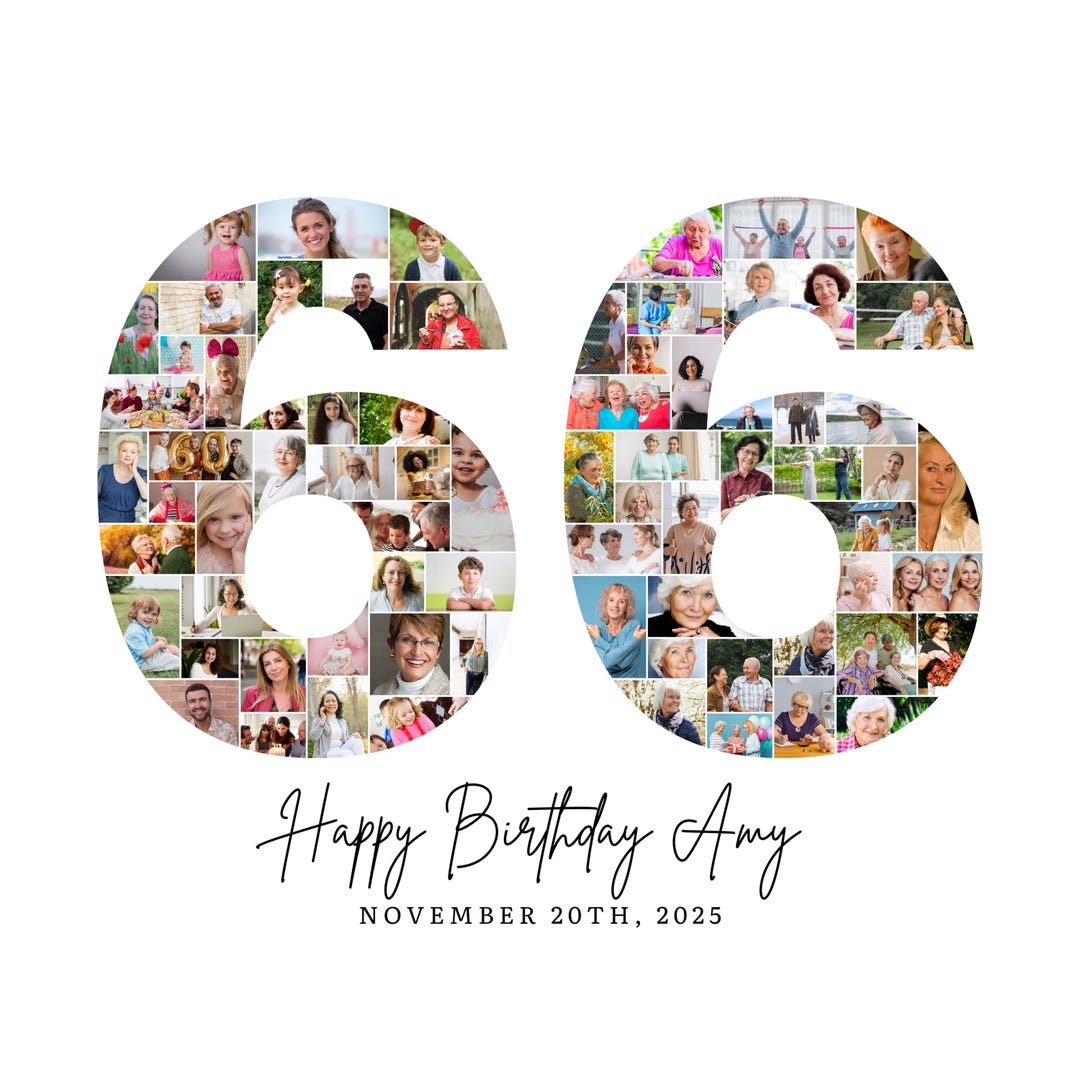 66th Birthday Photo Collage Template, Number 66 Collage, 66th Collage ...