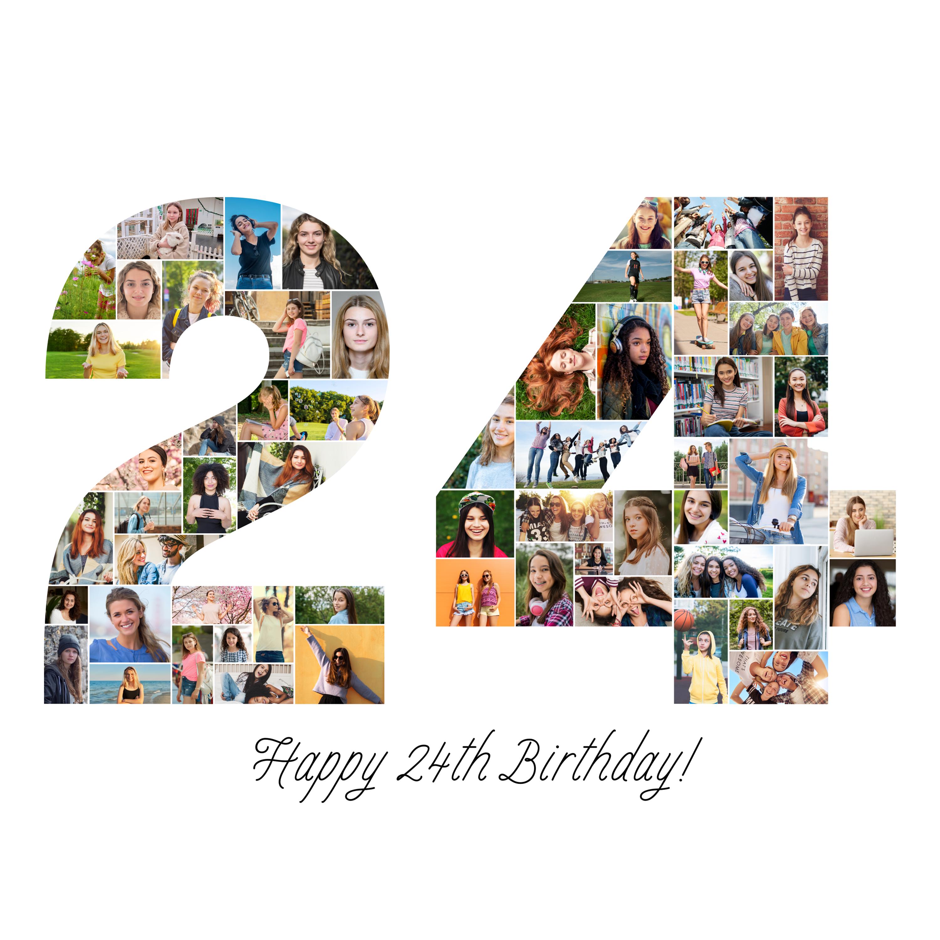24th Birthday Photo Collage Template, Number 24 Collage, 24th Collage, Custom Gift for her, 24th Birthday, Number Collage, Canva Template