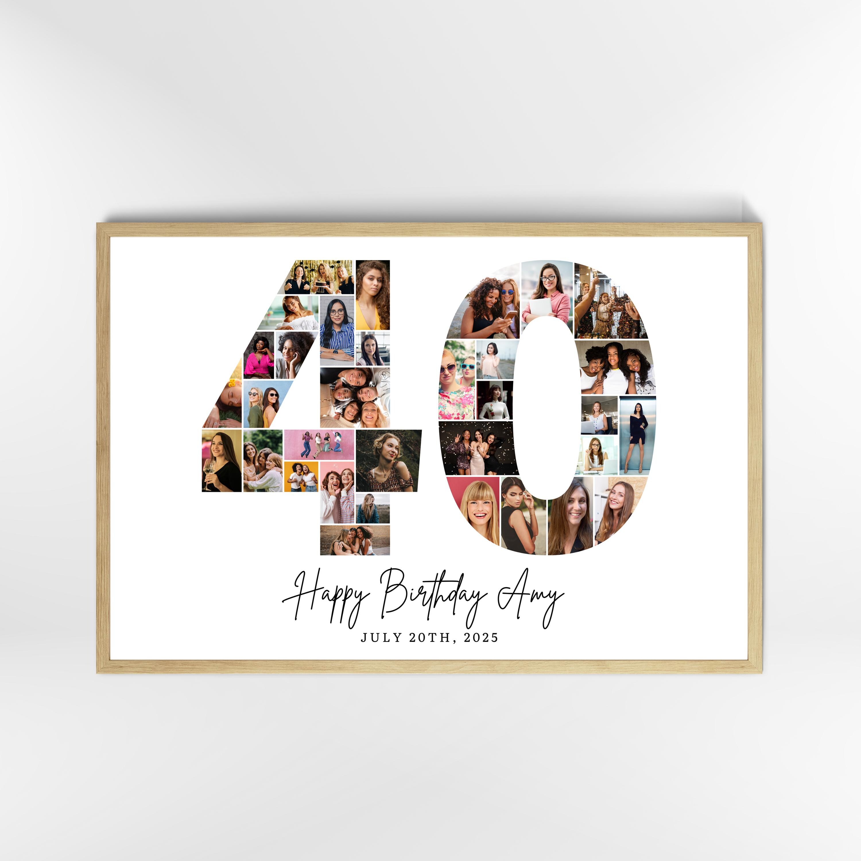 40th Birthday Photo Collage Template, Number 40 Collage, 40th Collage ...