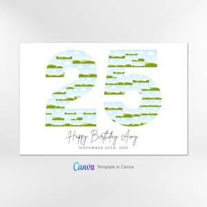 25th Birthday Photo Collage Template, Number 25 Collage, 25th Collage, Custom Gift for her, 25th Birthday, Number Collage, Canva Template image 4