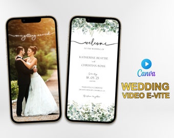 Wedding Video E-invite, Wedding Invitation, Animated Card, Modern Template, Minimalist Evite, Personalized, Digital Invite, Smartphone Evite