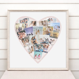Herz Collage Vorlage, benutzerdefinierte personalisierte druckbare Kunst, Herz Foto, Herzform Fotocollage, Valentinstag Fotocollage, Liebescollage