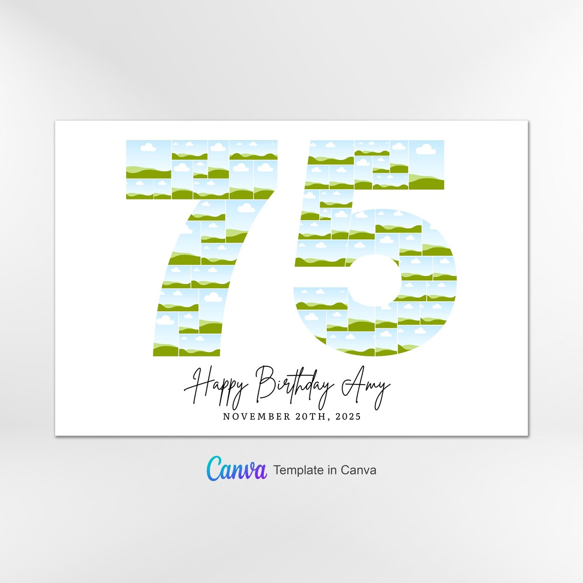 75th Birthday Photo Collage Template, Number 75 Collage, 75th Collage ...