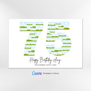 Plantilla de collage de fotos para el 75 cumpleaños, collage con el número 75, collage para el 75 cumpleaños, regalo personalizado para ella, 75 cumpleaños, collage de números, plantilla de Canva imagen 4