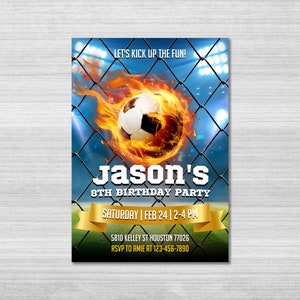 Soccer Birthday Invitation Template, Soccer Party Invitation, Soccer Game, Football Birthday Invite, Kid Invite, Boys Party, Editable Canva