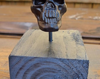 Handmade vampire skull on a plinth