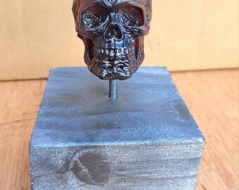 Handmade viking skull on a plinth