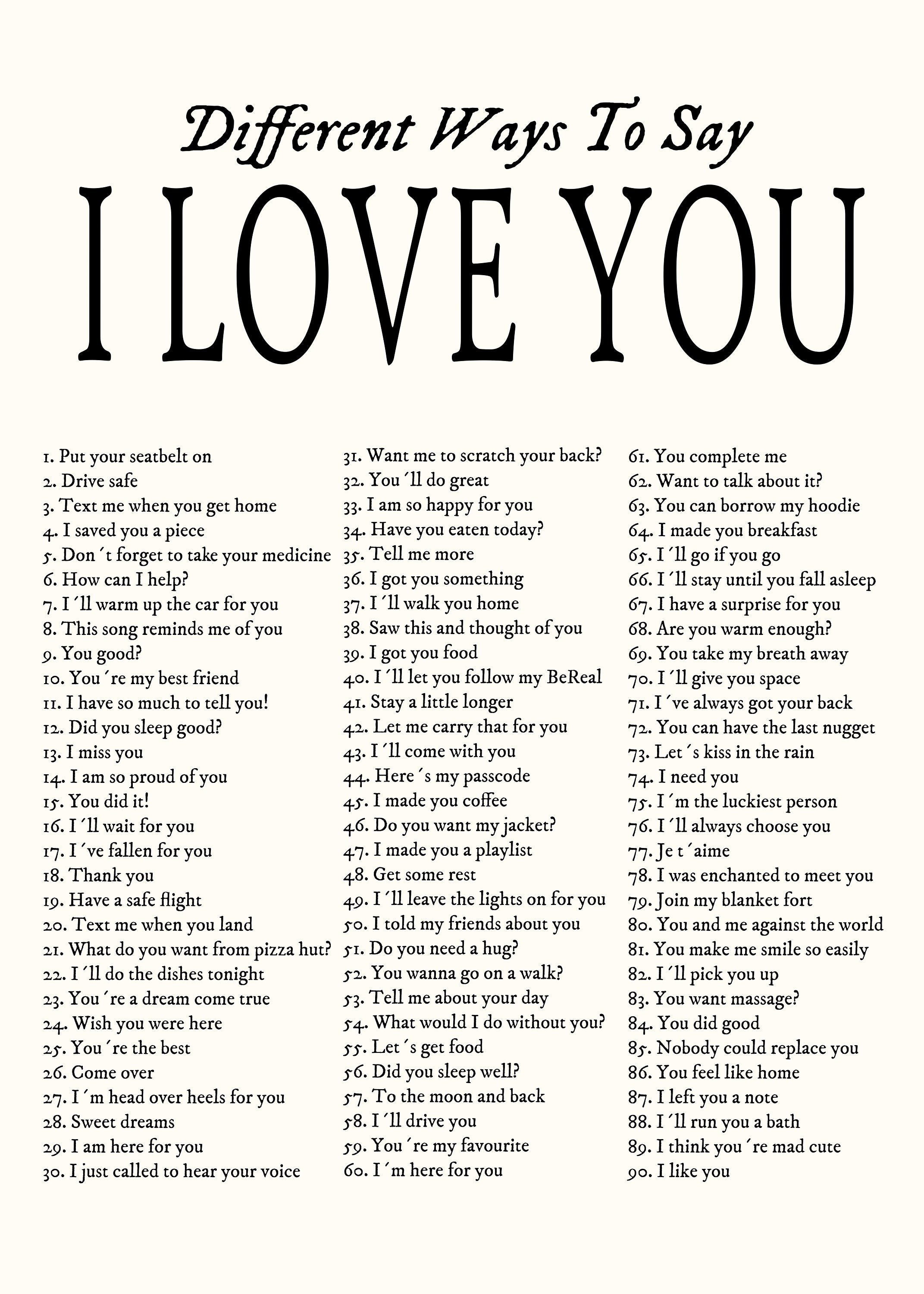 Different Ways to Say I LOVE YOU Poster Black/white - Etsy