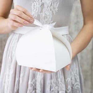 White Cake Boxes with Ribbon - Set of 10 - White Thank You Boxes - Wedding Cake Boxes - White Wedding Cake Boxes - White Cake Boxes
