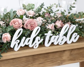 White Wooden Kids Table Sign, Kids Table Wedding Sign, Wooden Kids Table Sign, White Table Sign, White Wedding Signs, Wedding Signs