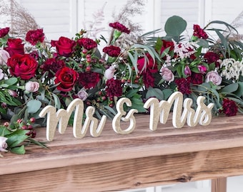 Sparkling Gold Mr Mrs Wooden Sign, Mr and Mrs Top Table Sign, Top Table Wedding Sign, Mr & Mrs Wedding Sign, Sweetheart Table Sign
