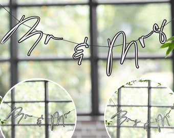 Personalizable Mr Mrs Bunting, Banner de boda, Banner personalizado, Banner de oro, Banner personalizado, Banner de empavesado de boda, Sr. y Sr., Sra. y Sra.
