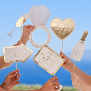 Engagement Party Photo Booth Photo Props, Hen Do Photo Props, Bridal Shower Photo Props, Gold White Bridal Shower, Bridal Shower Accessories