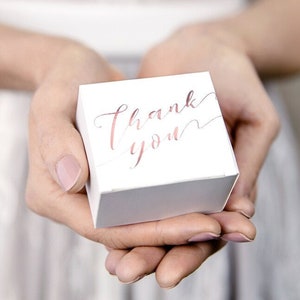 Cajas de agradecimiento de oro pequeñas - Juego de 10 - Cajas de agradecimiento de oro - Cajas de regalo de boda - Cajas de regalo de cumpleaños - Cajas de favor de oro, Caja de papel de oro