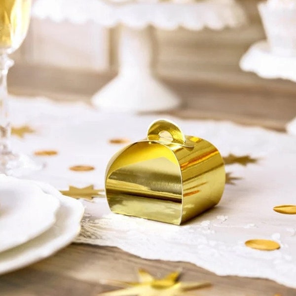 Stunning Mirror Gold Favour Boxes - Set of 10 - Gold Thank You Boxes - Gold Wedding Favour Boxes - Gold Gift Boxes - Gold Cake Boxes