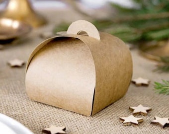 Coffrets cadeaux Kraft - Lot de 10 - 2 tailles disponibles - Boîtes de remerciement Kraft - Boîtes de cadeaux de mariage - Boîtes de mariage Kraft - Boîtes à gâteaux Kraft