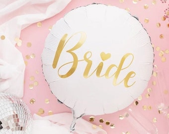 White Gold Foil Bride Round Balloon, 45cm, Balloon For Her, Bridal Balloon, Hen Do Balloons, Hen Do Party Balloon, Bride Balloons, Hen Do