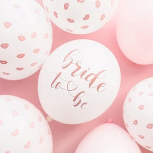 Set of 6 Bride To Be Balloons, 30cm, Balloon For Her, Bridal Balloon, Hen Do Balloons, Hen Do Party Balloon, Bride Balloons, Kiss Balloon
