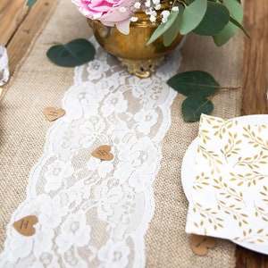 Long Lace and Burlap Table Runner, 2.75m, Lace Table Runner, Burlap Table Runner, Burlap Wedding Decor, Wedding Table Decor, Burlap and Lace