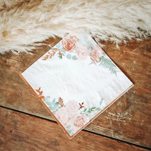 Tovaglioli di carta rosa vintage, tovaglioli di carta floreale, tovaglioli di carta oro rosa, tovaglioli di carta vintage, stoviglie floreali ad acquerello, acquerello