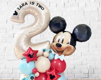 Escultura de globo grande de Mickey Mouse azul para armar uno mismo, incluye globo de aluminio de Mickey con licencia