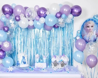 High Quality Frozen Balloon Arch with Confetti Balloons, Frozen Balloon Garland, Frozen birthday party, Snow queen birthday party, Balloons