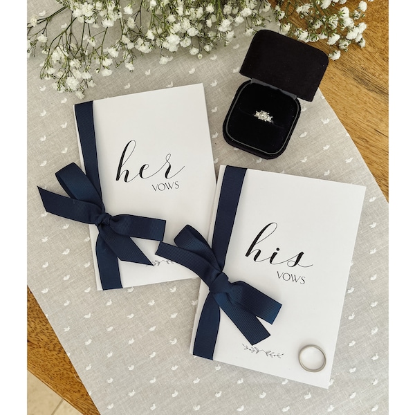 Black Script His And Her Vow Books, Choose Your Ribbon Colour, Vow Book with Ribbon, Wedding Vow Book, Marriage Vow Books