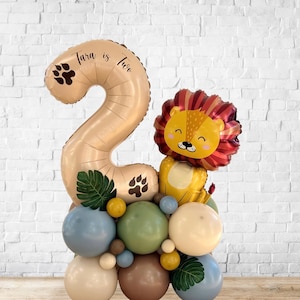 Scultura di palloncini a forma di leone di alta qualità, qualsiasi numero, pila di palloncini a forma di leone, palloncino a forma di leone, compleanno a tema safari, palloncino safari, festa safari