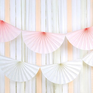 Long White Fan Garland - 3m/10ft long - 30cm/12in or 40cm/16in wide - White bunting - White Party Decor - White Paper Garland