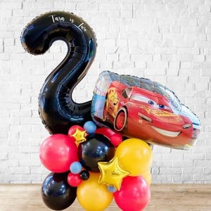 Scultura di palloncini fai da te grande Lightning McQueen, pila di palloncini di alta qualità Cars, scultura Cars, palloncini Disney Cars, compleanno Disney Cars
