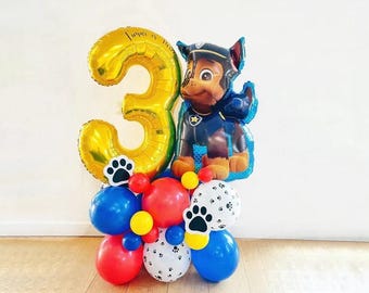 DIY Large 55" Dog Birthday Balloon Sculpture, Police Dog Balloon Stack, Blue Dog Balloon Stack, Dog Stack, Police Dog Balloons
