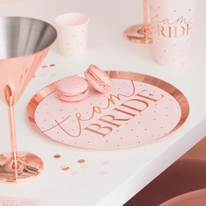 Team Bride Paper Plates - Rose Gold Bride Squad Plates - Hen Do Plates - Hen Party Plates - Rose Gold Hen Party - Bridal Shower Plates