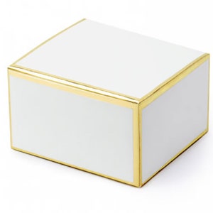 Favour Boxes with Metallic Gold Edges, Set of 10, Small White and Gold Boxes, Gold Favour Boxes, Gold Wedding Boxes, Favour Boxes, Metallic