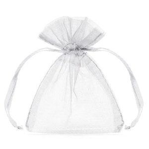 10 White Organza Pouches, Organza Gift Bags with Ribbon, Thank You Pouches, Wedding Guest Bags, Organza Favour Bags, Wedding Favour Pouches