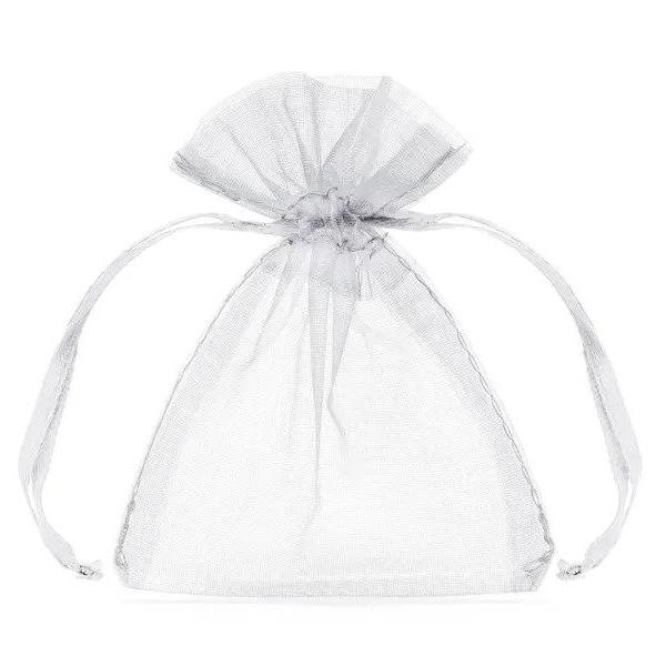 10 sacchetti di organza bianchi, sacchetti regalo di organza con nastro, sacchetti di ringraziamento, sacchetti per gli ospiti di nozze, sacchetti di favore di organza, sacchetti di favore di nozze